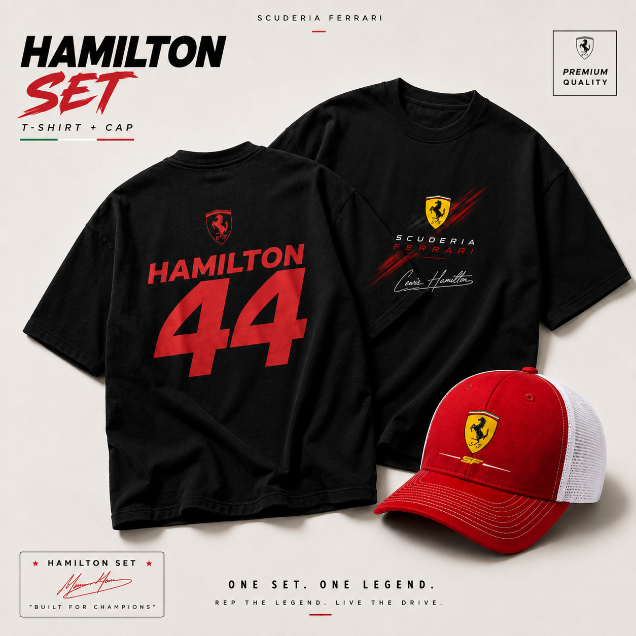 Lewis HAMILTON F1 Ferrari Set (T-shirt + CAP)