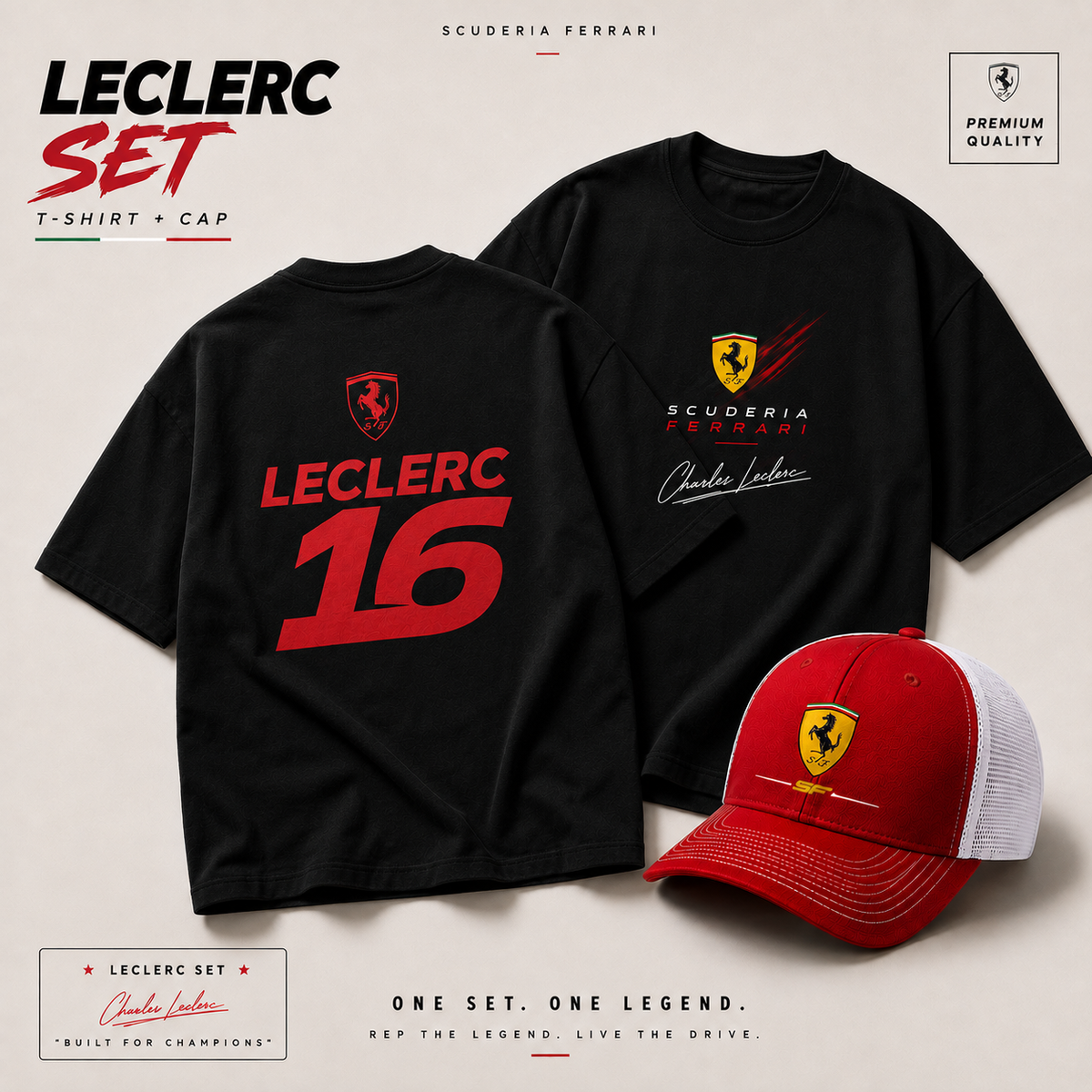 Charles LECLERC F1 Ferrari Set (T-shirt + CAP)